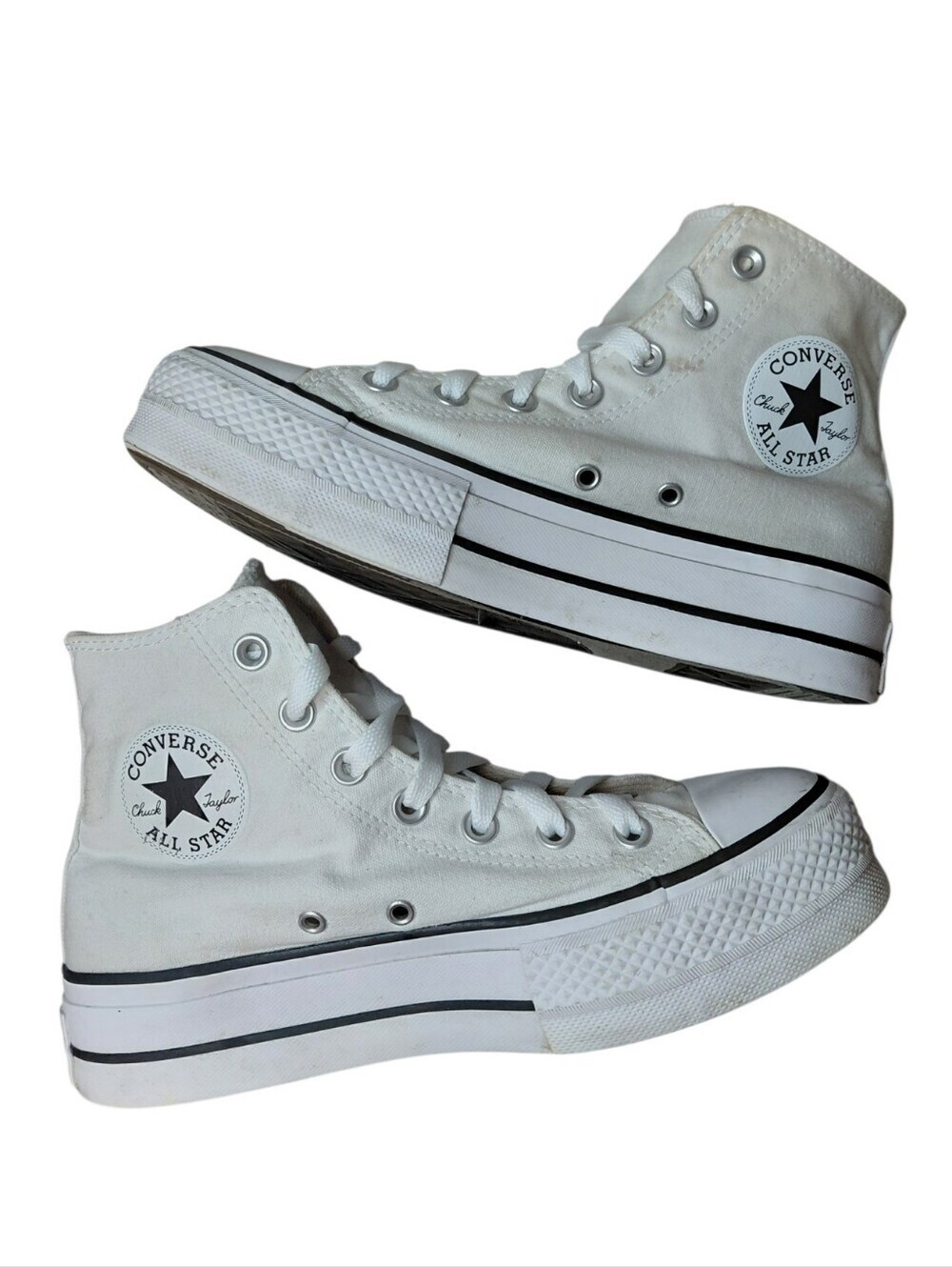 Converse White High Top Platform Sneakers Women's Size 7 Chuck Taylor All-Stars